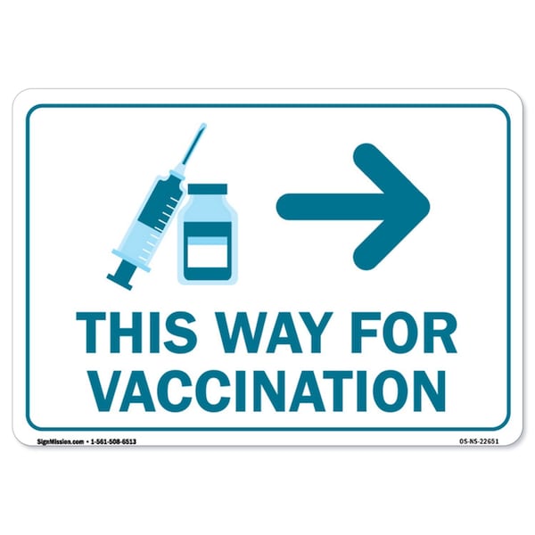 Public Safety, 48" Height, Decal, 36" x 48", This Way for Vaccination Right Arrow